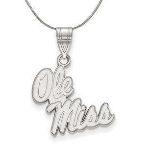 Sterling Silver U. of Mississippi Medium Necklace - 18 In